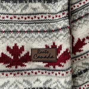 Roots Canada Crewneck Sweater in White, Red & Gray